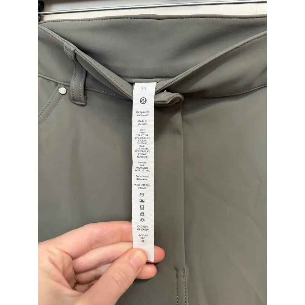 Lululemon Gray City Sleek Slim Leg Pants Sz 31 GS